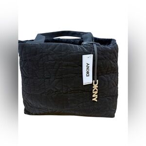 Reversible Faux Fur and Quilt design DKNY black Tote brand new NWT